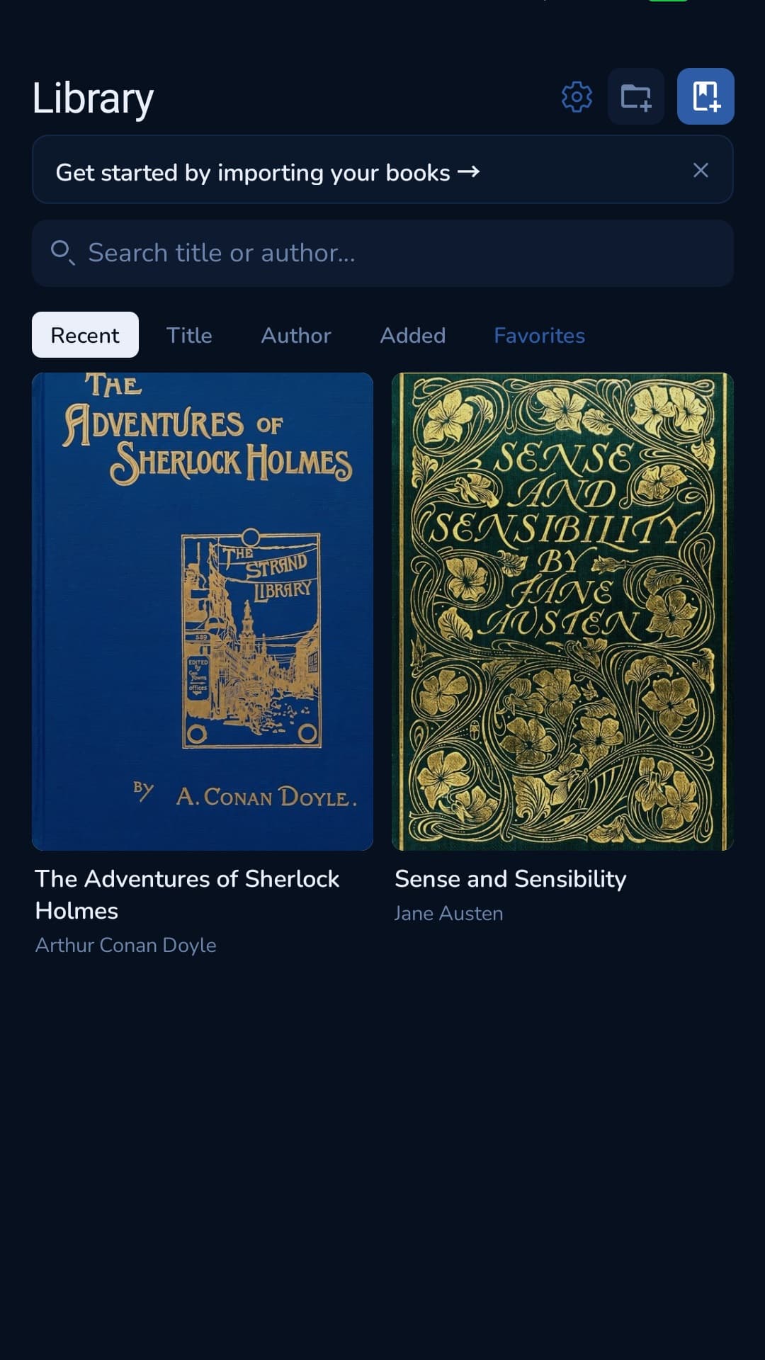 GemReader — library view
